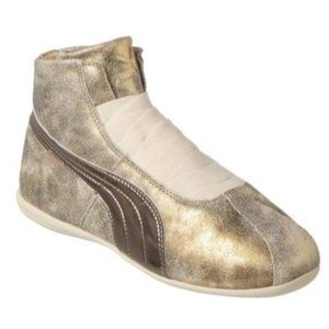 Puma Women's Eskiva Mid Metallic Leather Sneaker Boxing Boots Gold Size 9.5 NWOB